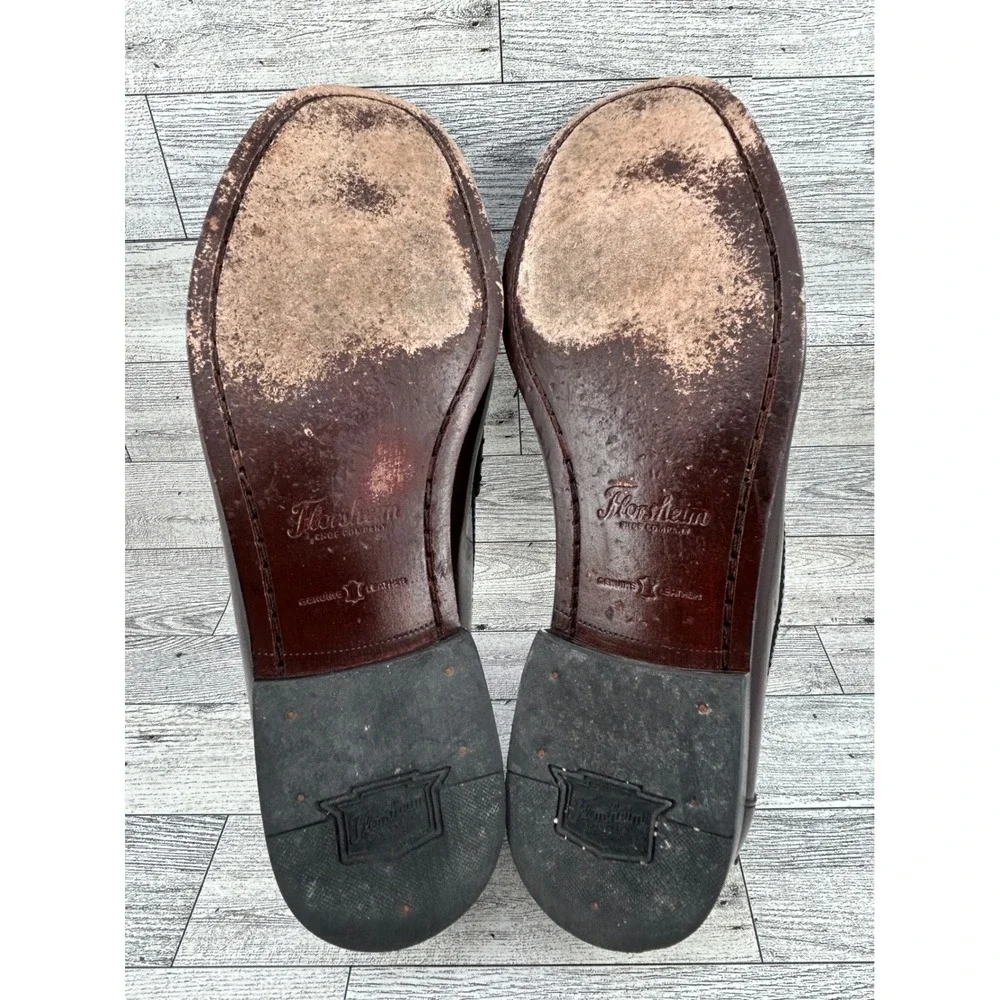 Florsheim Men 17058 Burgundy Leather Penny Loafers‎ Sz 9.5D Slip On Shoes